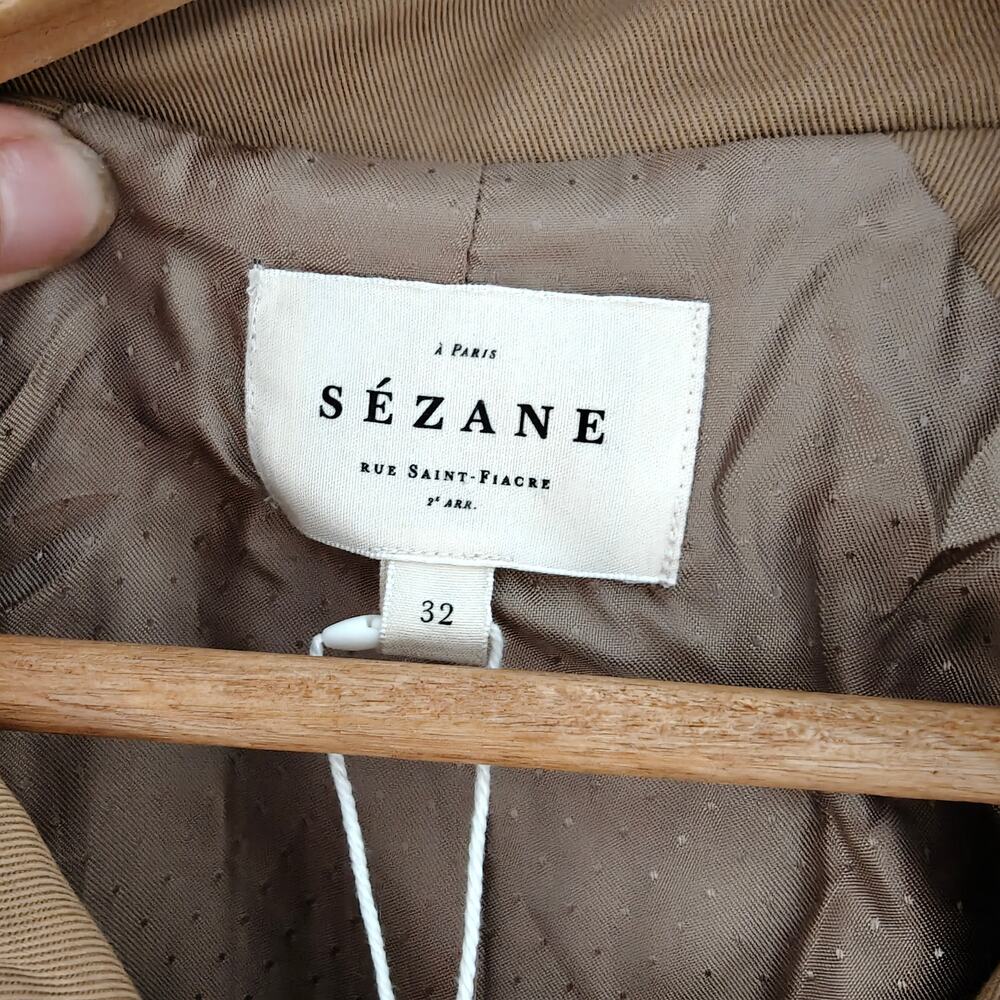 NWT Sézane Scott Trench Coat Camel Beige FR 32 US 0 Belted Classic Tan - Picture 4 of 8